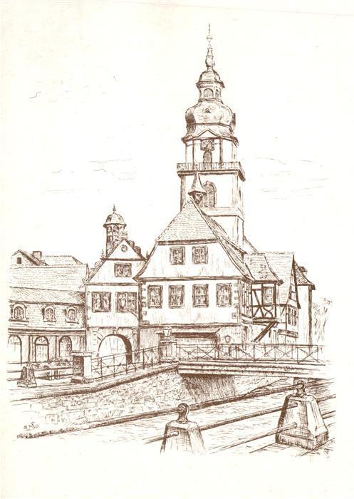 Erbach Odenwald Evangelische Kirche Rathaus nach einer
