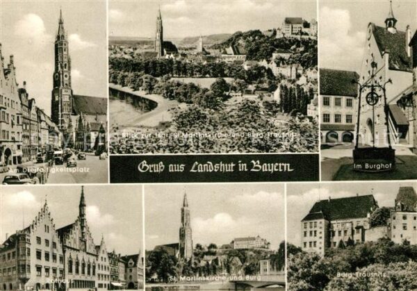 Landshut Isar Dreifaltigkeitsplatz Burg Trausnitz St.