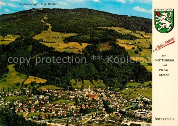 Schladming Obersteiermark Fliegeraufnahme mit Fastenberg und Plan