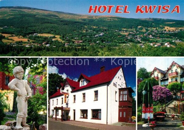 Swieradow Zdroj Bad Flinsberg Panorama Hotel Kwisa Brunnenfigur Garte