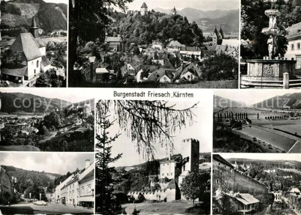 Friesach Kaernten Burgen Brunnen Panorama