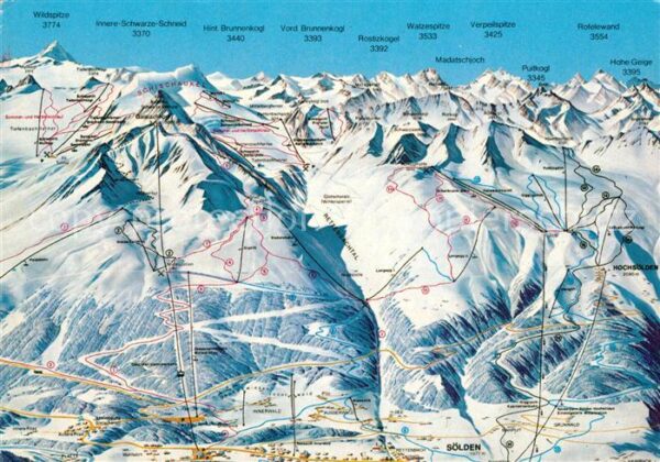 Soelden Oetztal Ortungskarte Watzespitze Rostizkogel