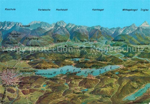 Dellach Woerthersee Ortungskarte Moosburg Kreuzbergl Klagen