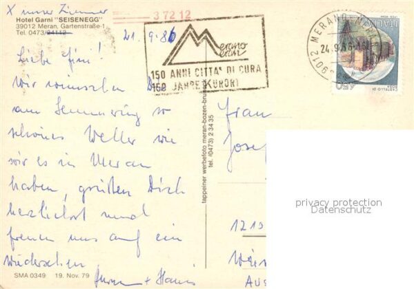 Meran Merano Fliegeraufnahme Hotel Garni Seisenegg – Bild 2