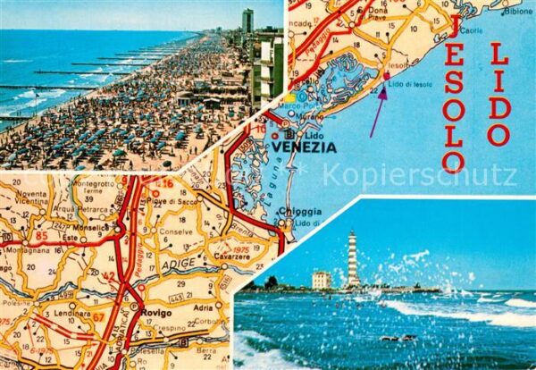 Jesolo Lido Strand Leuchtturm Landkarte Venedi