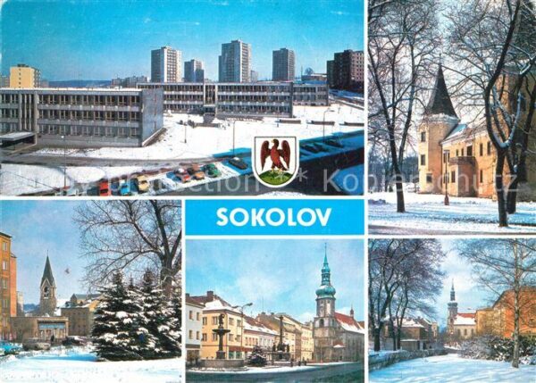 Sokolov Kirchen und Neubauten im Winter