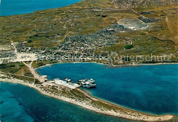 Delos Fliegeraufnahme Bucht Citta Antica