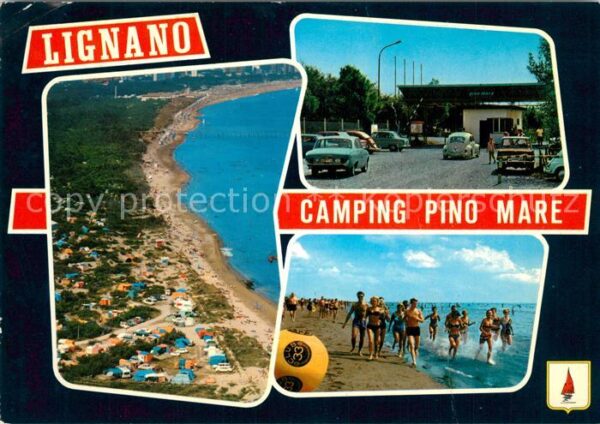 Lignano Fliegeraufnahme Strand Camping Pino Mar