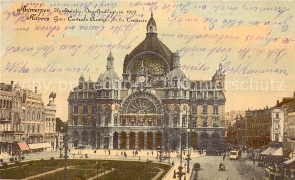 Antwerpen Anvers Hoofostatie Ingelhuldigts 1905