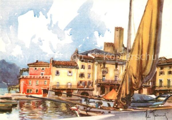Malcesine Lago di Garda Il Porto Künstlerkarte