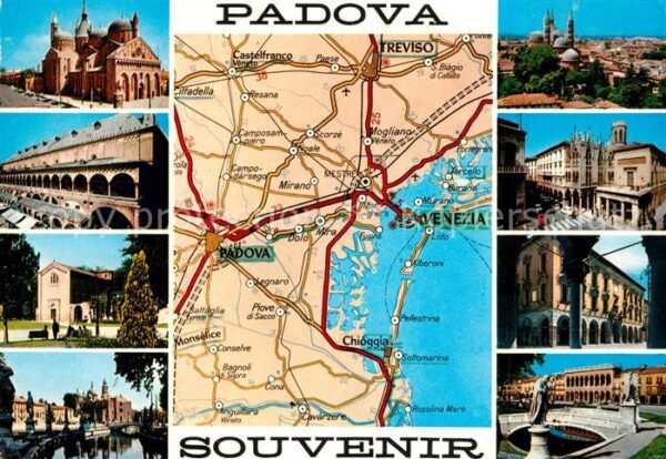 Padova Autokarte Kirchen Brunnen Stadtansichte