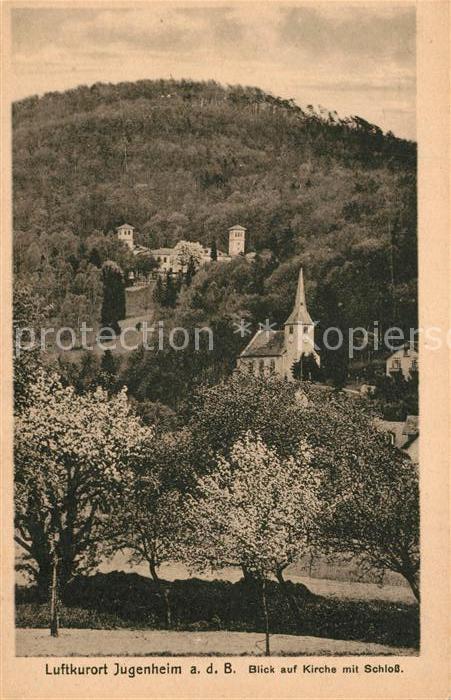Jugenheim Seeheim-Jugenheim Blick auf Kirche mit Schloss