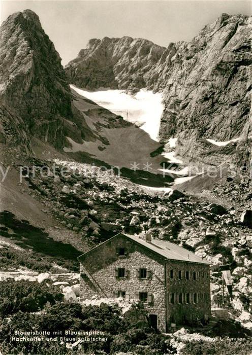 Blaueishuette Berchtesgaden mit Blaueisspitze Hochkalter und Blauei