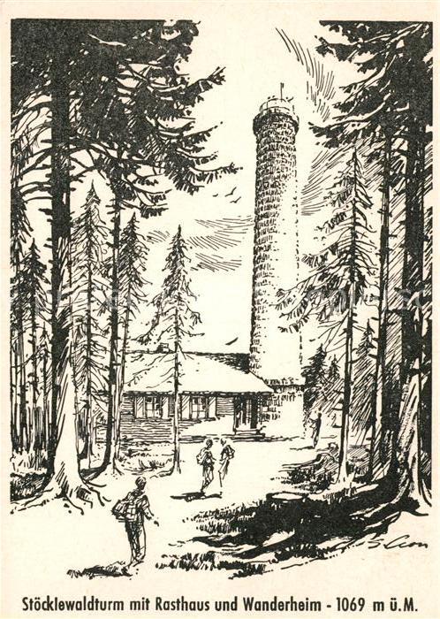 Triberg Schwarzwald Stöcklewaldturm mit Rasthaus und Wander