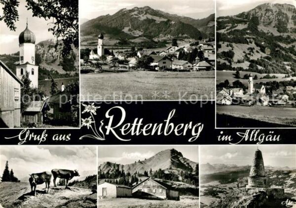 Rettenberg Oberallgaeu Kirche Kühe Steinturm
