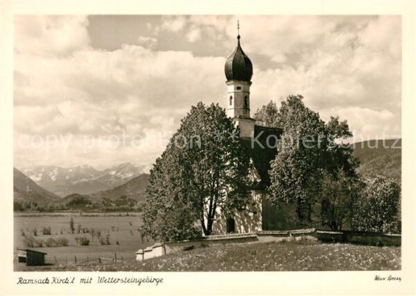 Murnau Staffelsee Ramsack Kirchl gegen Wettersteingebirge