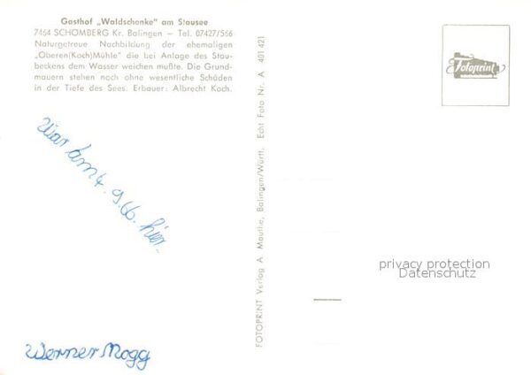 Schoemberg Zollernalbkreis Gasthof Waldschenke am Stausee – Bild 2