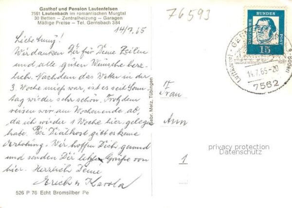 Lautenbach Gernsbach Gasthof Lautenfelsen – Bild 2