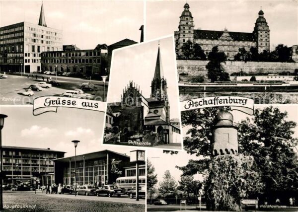 Aschaffenburg Main Rathaus Hauptbahnhof Schloss Herstalltu