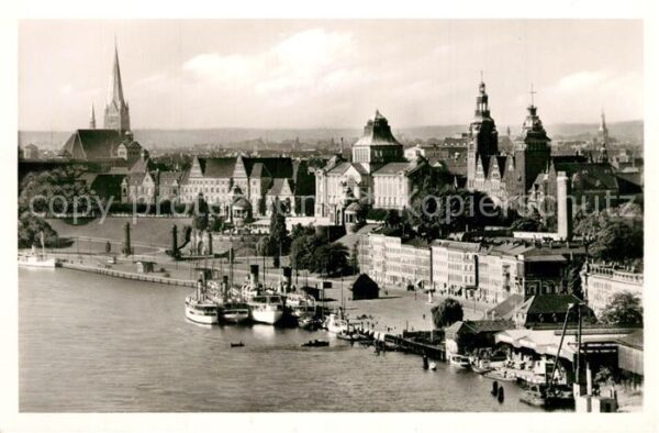 Stettin Szczecin Pommern Blick auf Hafen Hakenterrasse und Regie