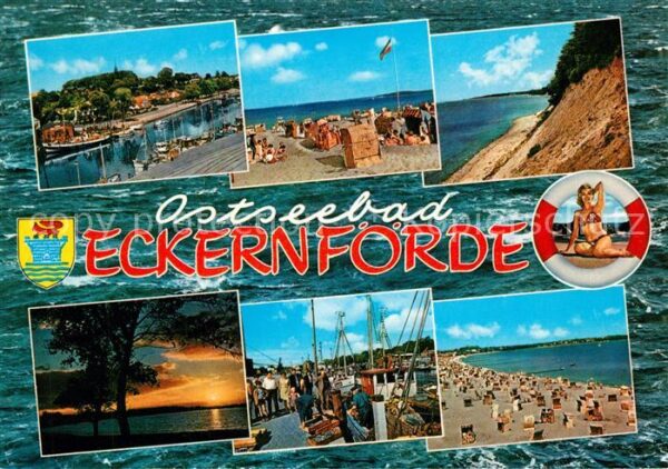 Eckernfoerde Kanal Strand Steilküste Hafenpartie