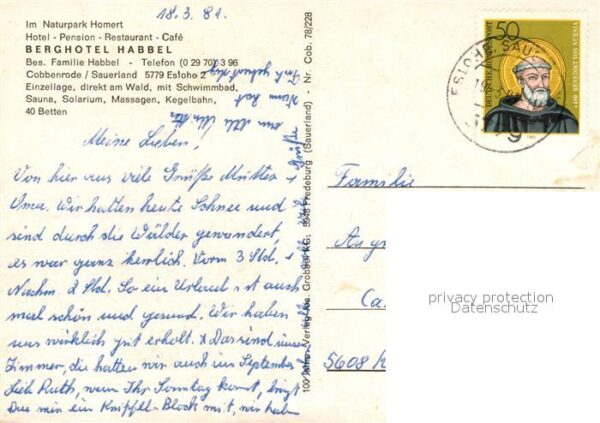 Eslohe Sauerland Hotel Pension Berghotel Habbel – Bild 2
