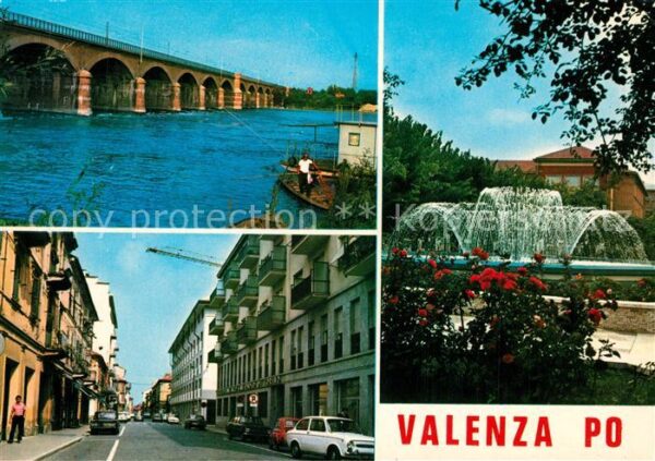 Valenza Partie am Po Strasse Park Springbrunnen