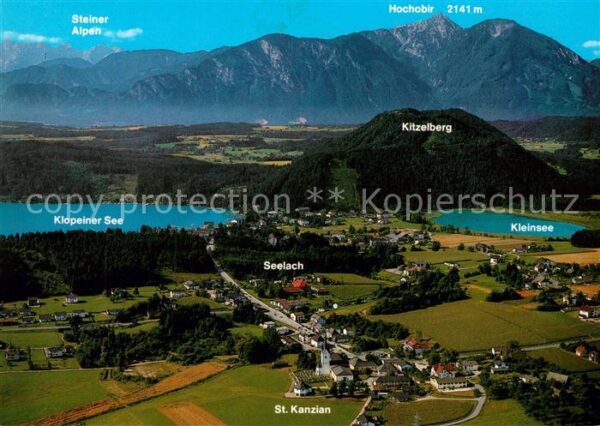 St Kanzian Klopeiner See Fliegeraufnahme mit Kleinsee Hochobir u