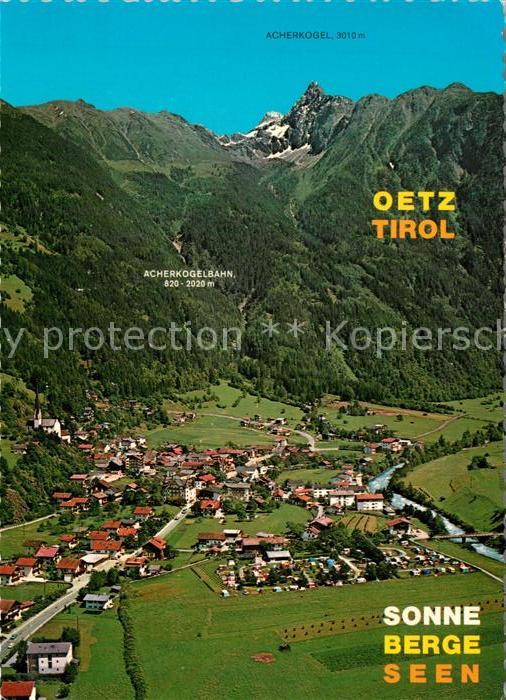 Oetz Fliegeraufnahme mit Pfarrkirche und Sch