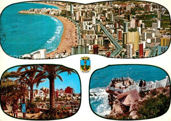 Benidorm Strandpartie Palmen Aussichtsplattform
