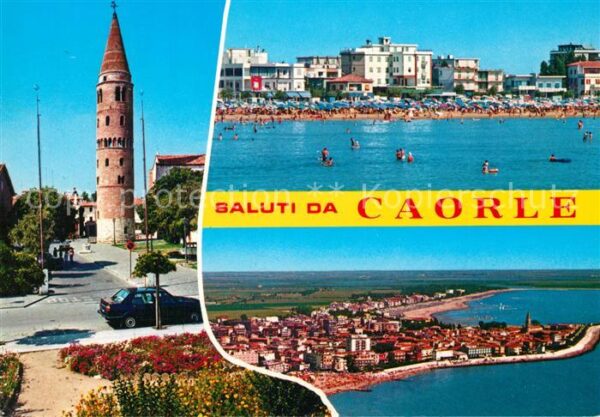 Caorle Venezia Stadtturm Strandpartie Fliegeraufnahme
