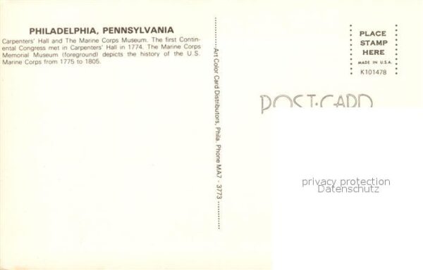 Philadelphia Pennsylvania Carpenters Hall Manne Corps Museum – Bild 2