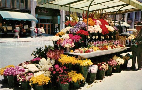 San Francisco California Sidewalk Flower Stands