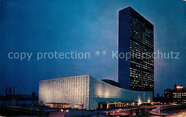 New York City United Nations Headquarter Nachtaufnahm