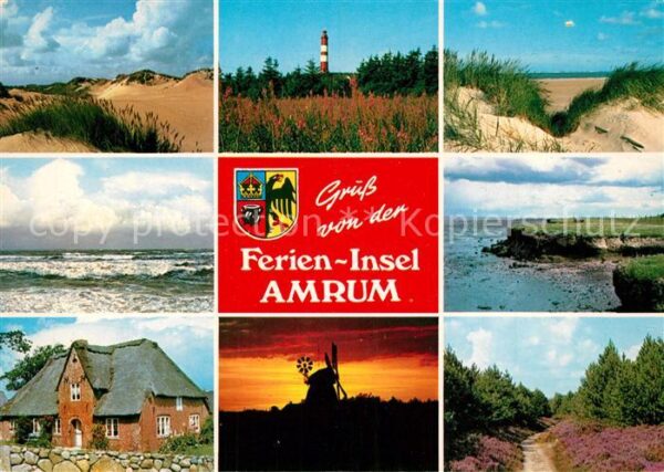 Amrum Dühnen Leuchtturm Brandung Küste Heidel