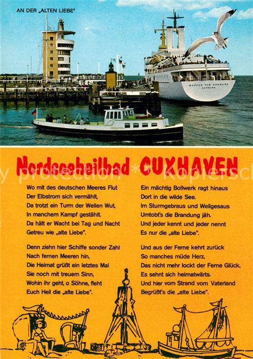 Cuxhaven Nordseebad An der Alten Liebe Motorboot Fähre Möwe