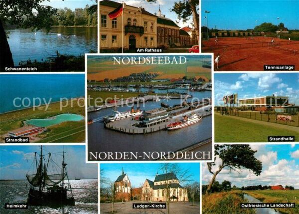 Norden Norddeich Ostfriesland Schwanenteich Rathaus Tennisanlage Stra