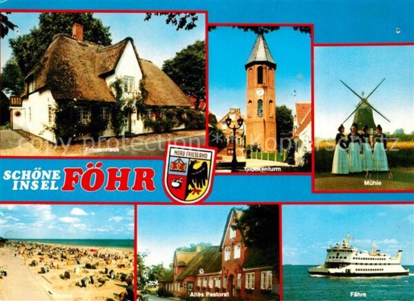 Insel Foehr Friesenhaus Glockenturm Windmühle Trach