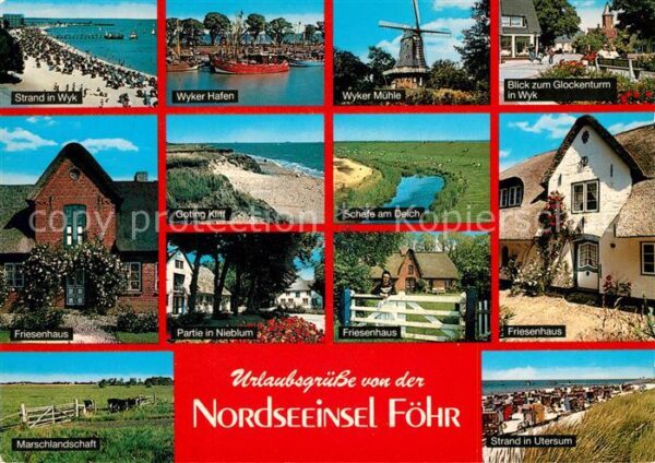 Insel Foehr Wyk Strand Hafen Mühle Blockenturm Frie