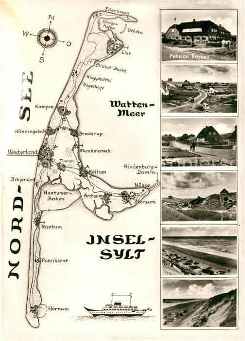 Insel Sylt Landkarte Nordseeinsel Nordsee Wattenme