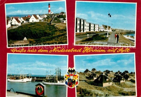 Hoernum Sylt Ortsmotiv mit Leuchtturm Promenade Frie