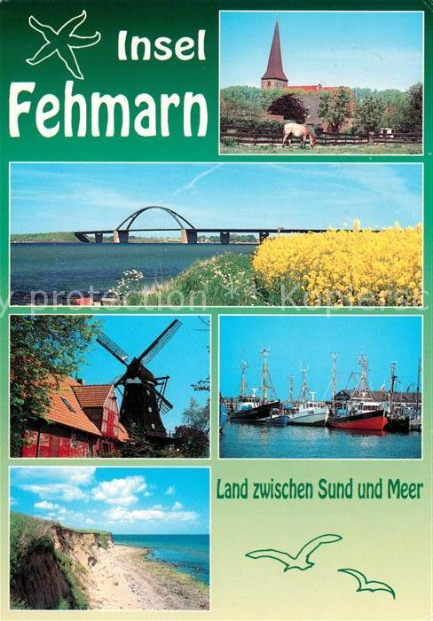 Insel Fehmarn Blick zur Kirche Rapsfelder Fehmarnsund