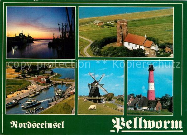 Pellworm Sonnenuntergang am Hafen Windmühle Leuc
