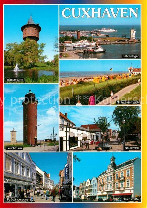 Cuxhaven Nordseebad Wasserturm Fähranleger Strand Deich Leu