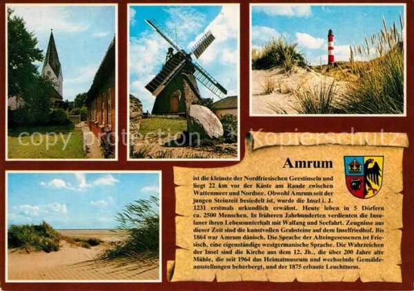 Amrum Kirche Windmühle Leuchtturm Dünen Chron