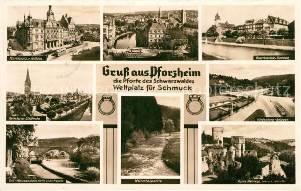 Pforzheim Marktplatz Gewerbeschule Hindenburg-Anl