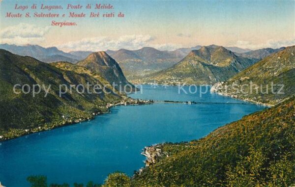 Lago di Lugano TI Pont di Melide Monte S. Salvatore Monte