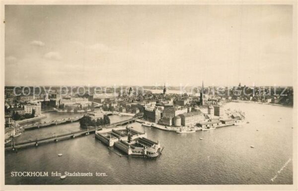 Stockholm fran Stadshusets torn Fliegeraufnahme