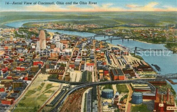 Cincinnati Ohio Aerial view with Ohio River