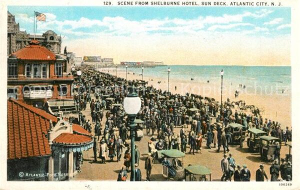 Atlantic City New Jersey Scene from Shelbourne Hotel Sun Deck Be